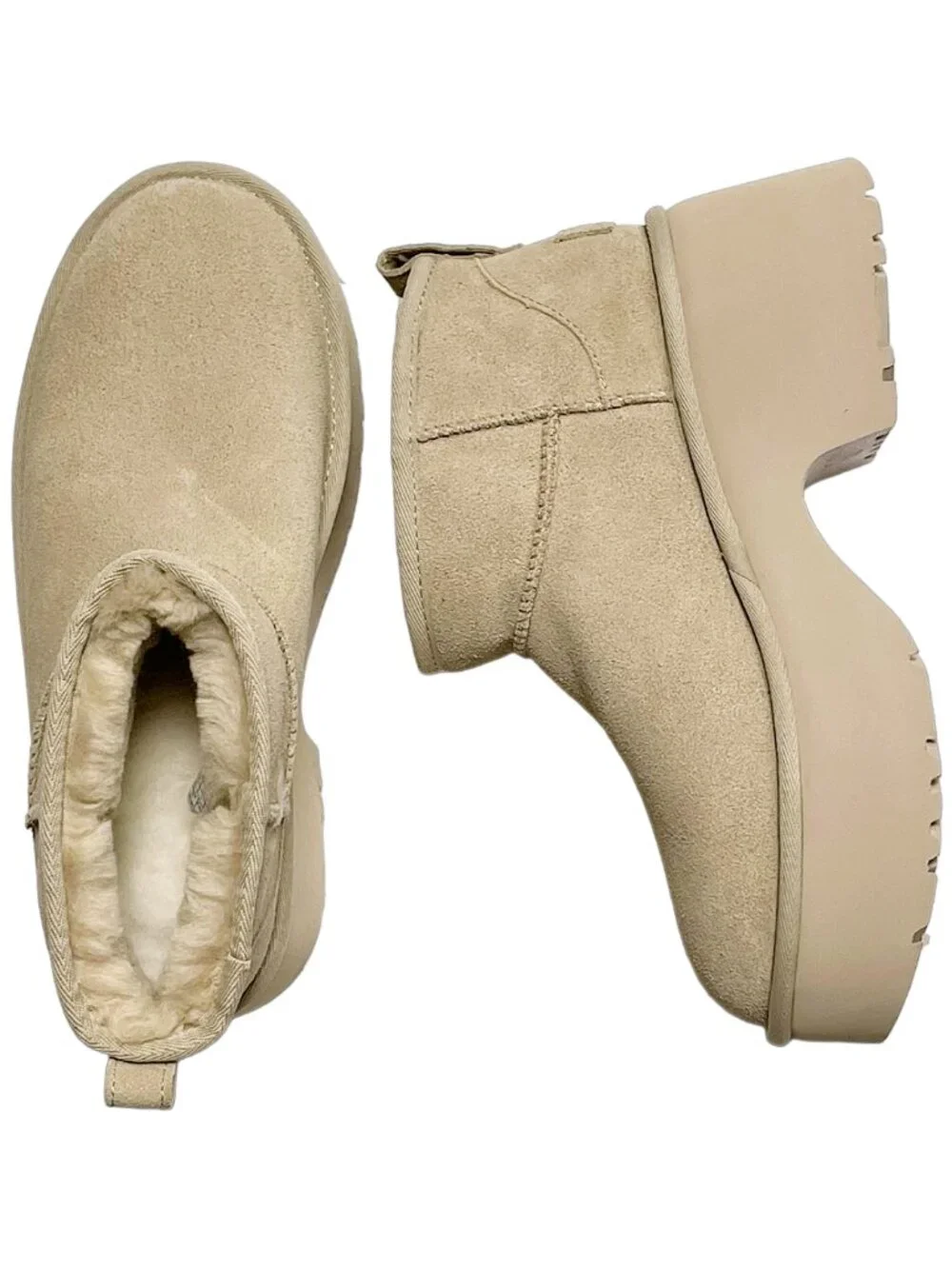 UGG Classic Ultra Mini New Heights Platform Boots Cream Sz 9